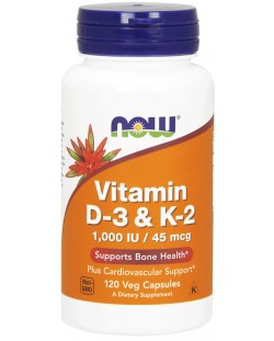 Vitamin D-3 + K-2, 120 капсули, Now