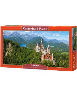 Панорамен пъзел Castorland от 4000 части - Гледка към замъка Нойшванщайн, Германия