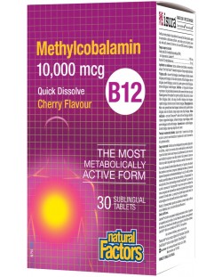 Vitamin B12 Methylcobalamin, 10 000 mcg, 30 таблетки, Natural Factors