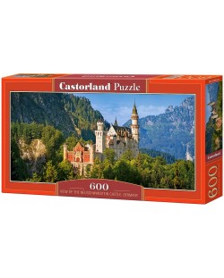 Панорамен пъзел Castorland от 600 части - Гледка към замъка Нойшванщайн, Германия