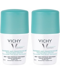 Vichy Deo Комплект - Рол-он дезодорант против изпотяване, с парфюм, 2 x 50 ml