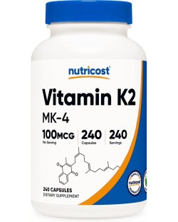 Vitamin K2, 100 mcg, 240 капсули, Nutricost