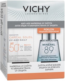 Vichy CS & Minéral 89 Комплект - Слънцезащитен флуид и Гел-бустер, 40 + 30 ml (Лимитирано)