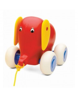 Слонче Бебе за дърпане Viking Toys, 14 cm, червено
