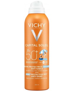 Vichy Capital Soleil Детски спрей срещу полепване на пясък, SPF50+, 200 ml