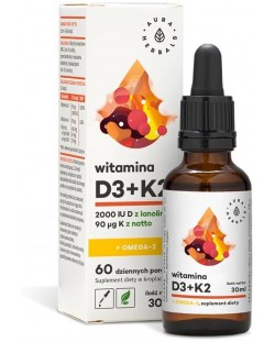 Витамин D3 + K2 + Oмега-3, 30 ml, Aura Herbals