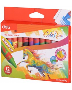 Восъчни пастели Deli Colorun - Jumbo, EC20900, 12 цвята 