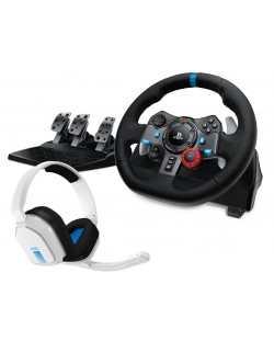 Волан с педали и слушалки Logitech - G29 Driving Force, Astro A10, PS5/PS4