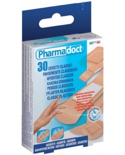Водоустойчиви пластири с антисептична подложка, 5 размера, 30 броя, Pharmadoct