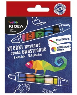 Восъчни пастели Kidea Jumbo - двувърхи, 8 броя, 16 цвята
