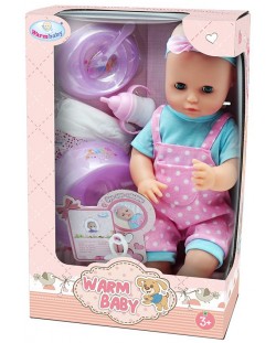 Пишкаща кукла-бебе Warm Baby - 40 cm, с пелена и гърне