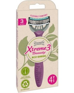 Wilkinson Sword Xtreme3 Дамска самобръсначка Beauty Eco Green, 4 броя