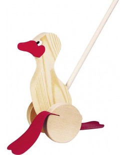 Дървена играчка за бутане Goki - Пате