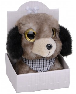 Плюшена играчка Morgenroth Plusch – Кафяво кученце с бляскави очи, 12 cm