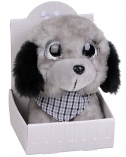 Плюшена играчка Morgenroth Plusch – Сиво кученце с бляскави очи, 12 cm