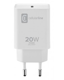 Зарядно устройство Cellularline - Power Delivery USB-C, 20W, бяло