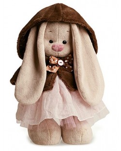Плюшена играчка Budi Basa - Зайка Ми, с розова рокля и кафяво палто, 32 cm