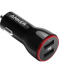 Зарядно за кола Anker - PowerDrive 2, USB-A, 24W, черно