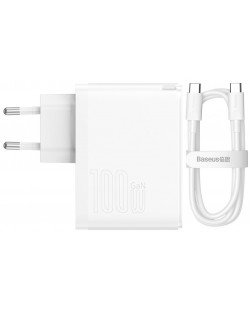 Зарядно устройство Baseus - GaN5 Pro Fast Charger, USB-A/C, 100W, бяло