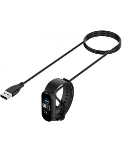 Заряден кабел Techsuit - SmartWatch,  Xiaomi Mi Band 5/6/7, USB, 1 m, черен
