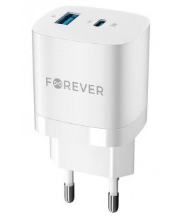 Зарядно устройство Forever - TC-05, USB-A/C, 33W, бяло