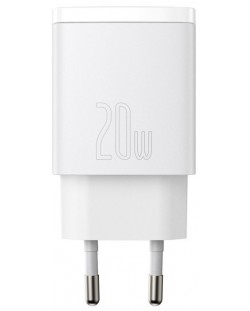 Зарядно устройство Baseus - Compact QC, USB-A/C, 20W, бяло