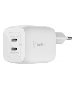 Зарядно устройство Belkin - Dual, Gan PPS, USB-C, 45W, бяло