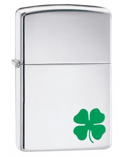 Запалка Zippo - Polish Chrome, четирилистна детелина