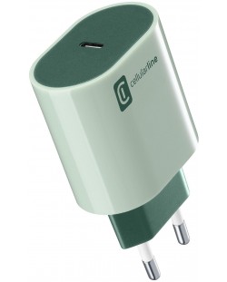 Зарядно устройство Cellularline - Style Color PD, USB-C, 20W, зелено