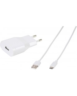 Зарядно устройство Vivanco - 60018, USB-A, кабел Lightning, 12W, бяло
