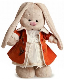 Плюшена играчка Budi Basa - Зайка Ми, с бяла рокля и червено палто, 25 cm