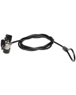 Заключващ кабел Manhattan - 2075130002, с ключ, 1.8 m, черен