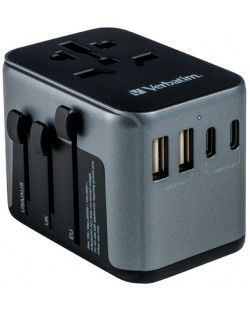 Зарядно устройство Verbatim - UTA-03 Universal Travel Adapter, сиво