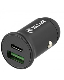 Зарядно за кола Tellur - FCC7, PD, USB-A/C, 60W, черно
