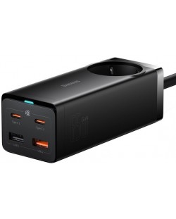 Зарядно устройство Baseus - GaN3 Pro Powerstrip, USB-A/C, 65W, черно