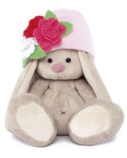 Плюшена играчка Budi Basa - Зайка Ми, с шапка с цвете, 25 cm