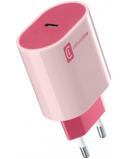 Зарядно устройство Cellularline - Style Color PD, USB-C, 20W, червено