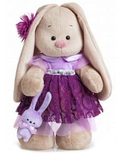 Плюшена играчка Budi Basa - Зайка Ми, с лилава рокличка, 25 cm