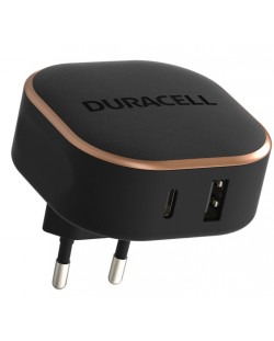 Зарядно устройство Duracell - DRACUSB20-EU, USB-A/C, 30W, черно