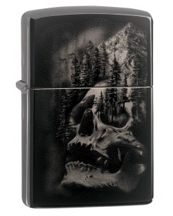 Запалка Zippo - Black Ice, череп, гравирана