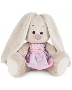 Плюшена играчка Budi Basa - Зайка Ми, бебе, с раирана рокля, 15 cm