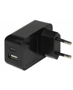 Зарядно устройство Vivanco - 37548, USB-A/C, 20W, черно