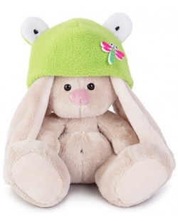 Плюшена играчка Budi Basa - Зайка Ми, бебе, със зелена шапка, 15 cm