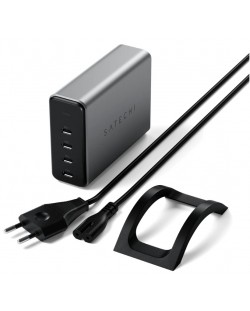 Зарядно устройство Satechi - GaN Charger, USB-C, 165W, сиво