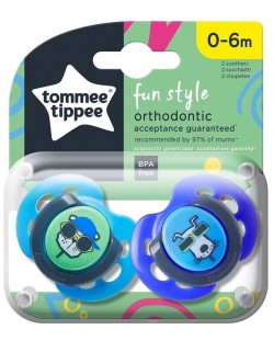 Залъгалки Tоmmee Tippee - Fun Style, 0-6 м, котка/куче, 2 броя