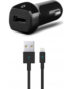 Зарядно за кола ttec - SpeedCharger, USB-A, кабел Lightning, черно