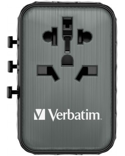 Зарядно устройство Verbatim - UTA-05 GaN III Universal Travel Adapter, черно
