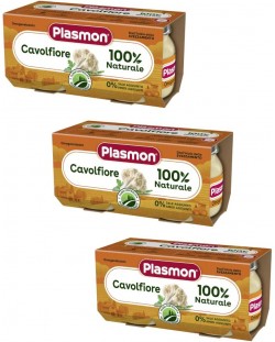 Зеленчуково пюре Plasmon - Карфиол, 6+ м,  6 броя х 80 g