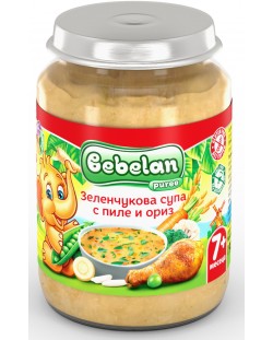 Бебешко ястие Bebelan Puree - Зеленчукова супа с пиле и ориз, 190 g