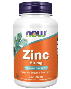 Zinc Gluconate, 50 mg, 250 таблетки, Now